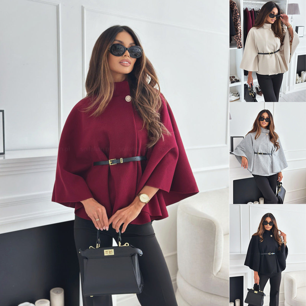 Cape Poncho élégante avec ceinture | Liora