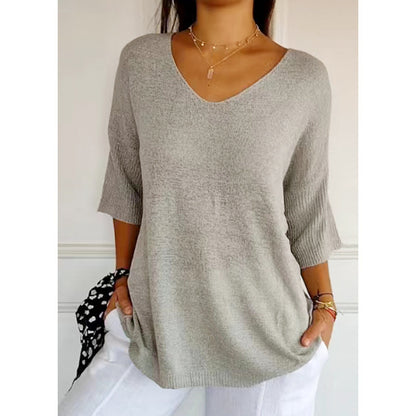 Pull Tricoté à Col en V | Lisbeth