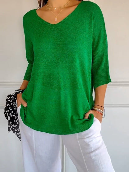 Pull Tricoté à Col en V | Lisbeth