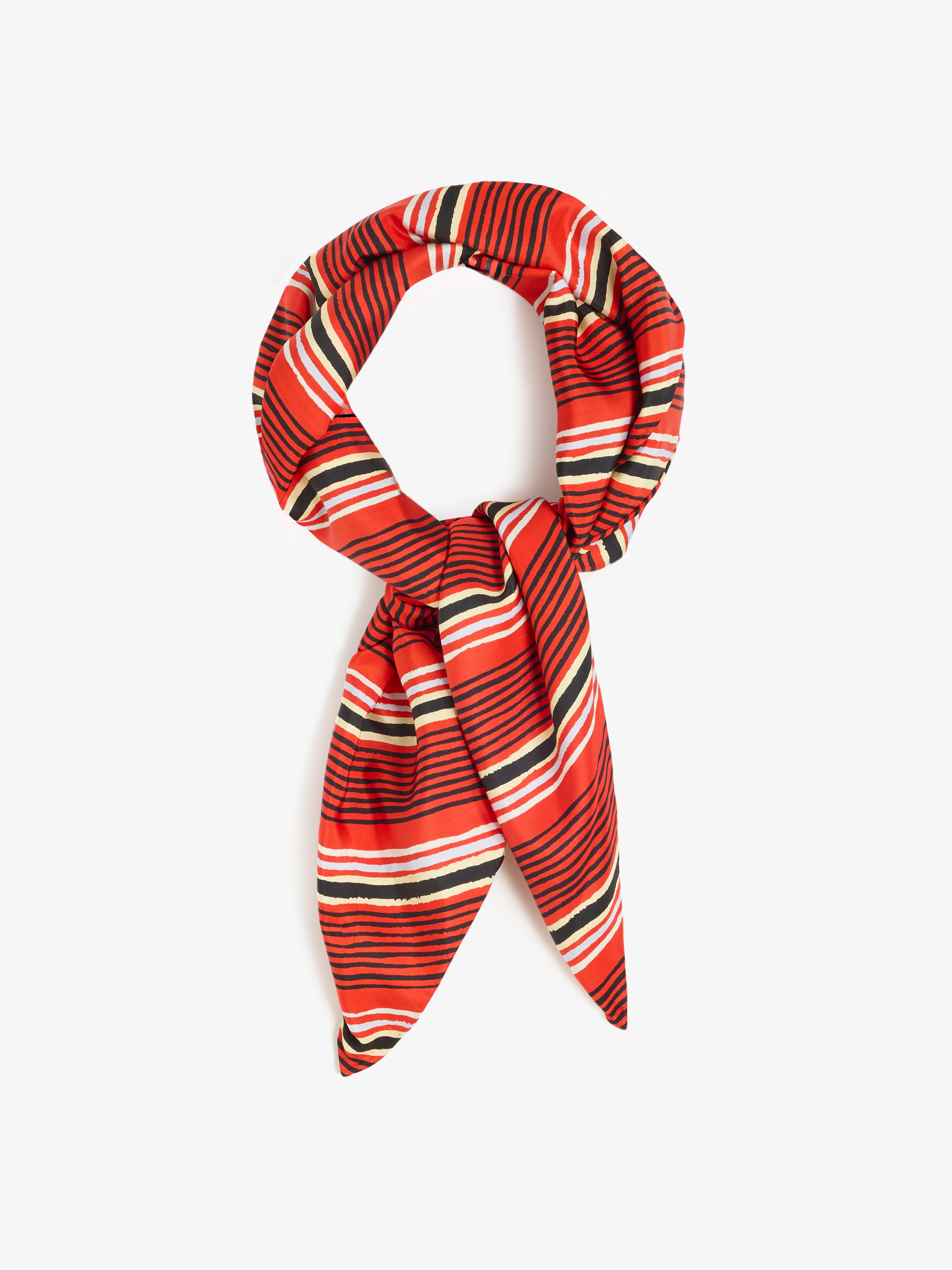 Amira Women's Silk Scarf | 100% Habotai, Printed Vermillion Stripes 0