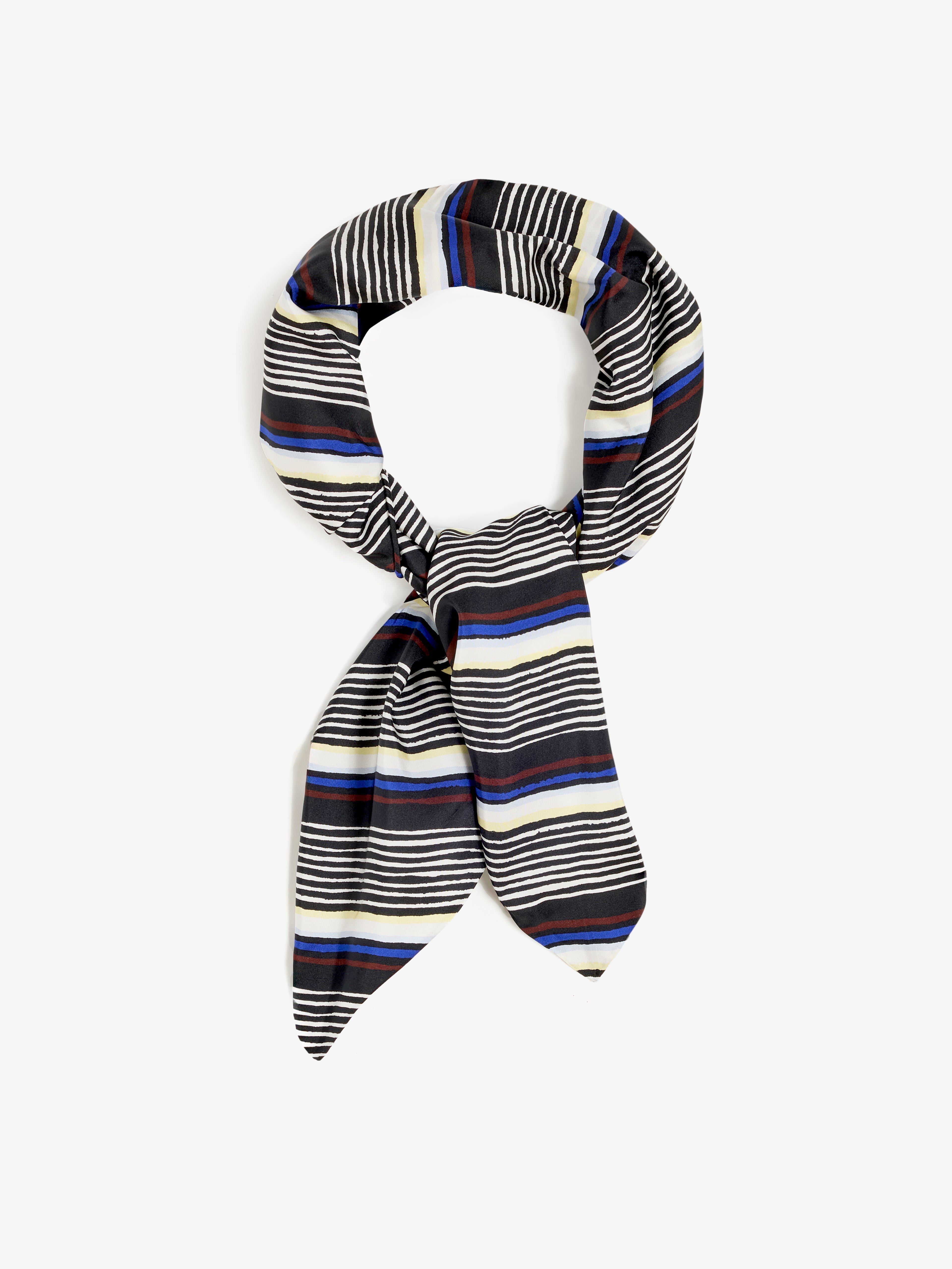 Ava Women's Scarf | 100% Silk, Black Multi Vertical Stripe Print 0
