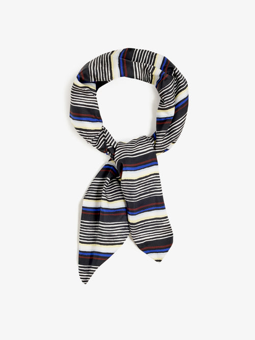 Ava Women's Scarf | 100% Silk, Black Multi Vertical Stripe Print 0