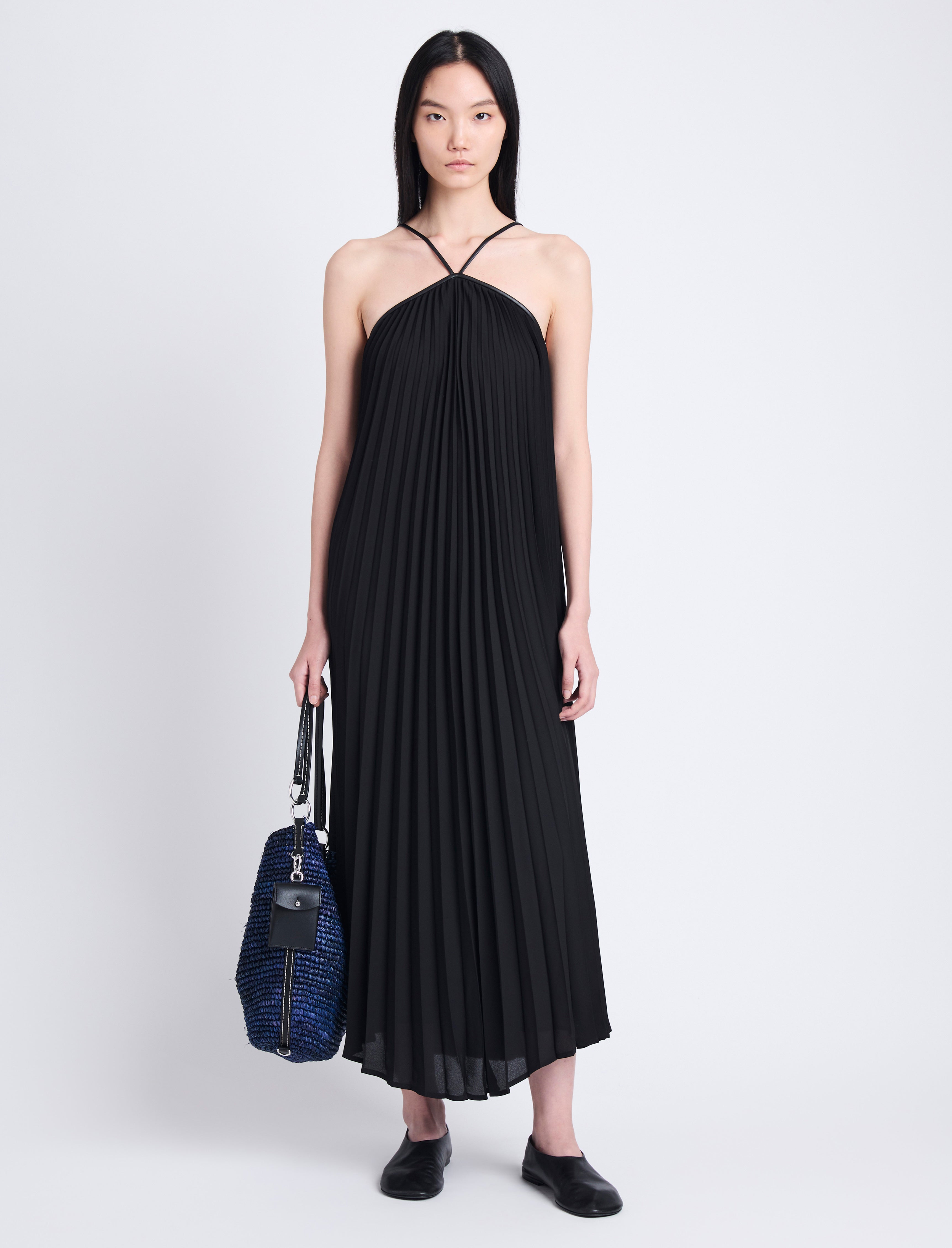 Celine Women's Black Pleated Dress | Lightweight Crepe, Elegant Cocktail 1