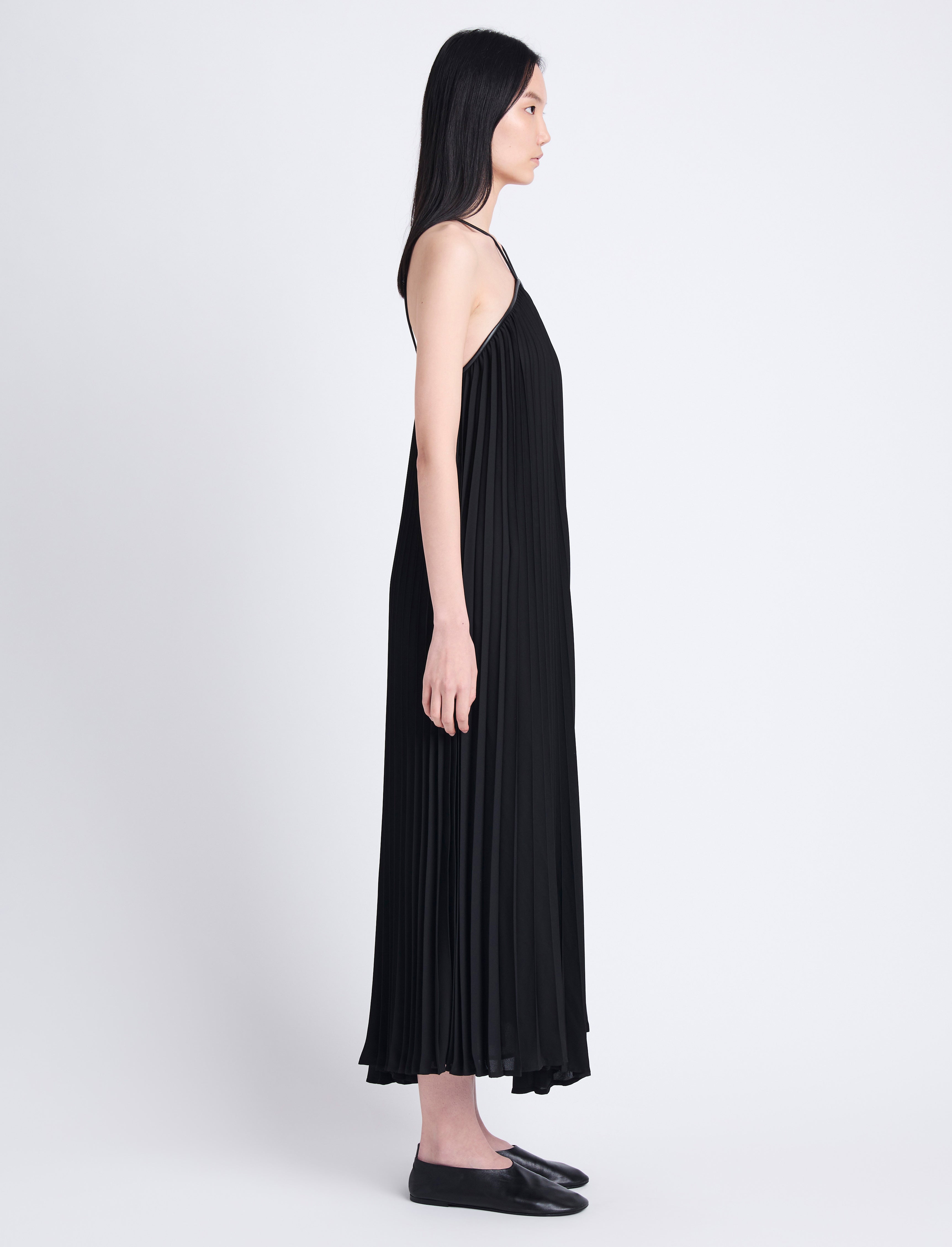 Celine Women's Black Pleated Dress | Lightweight Crepe, Elegant Cocktail 2