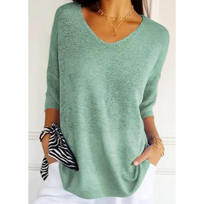 Pull Tricoté à Col en V | Lisbeth